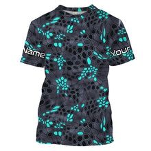 Load image into Gallery viewer, Blue and gray Fishing Hunting camo Custom Long Sleeve performance Fishing Shirts UV Protection IPHW1548