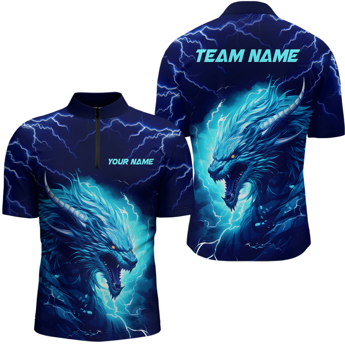 Blue Lightning Thunder Custom Dragon Bowling Team Shirts Men