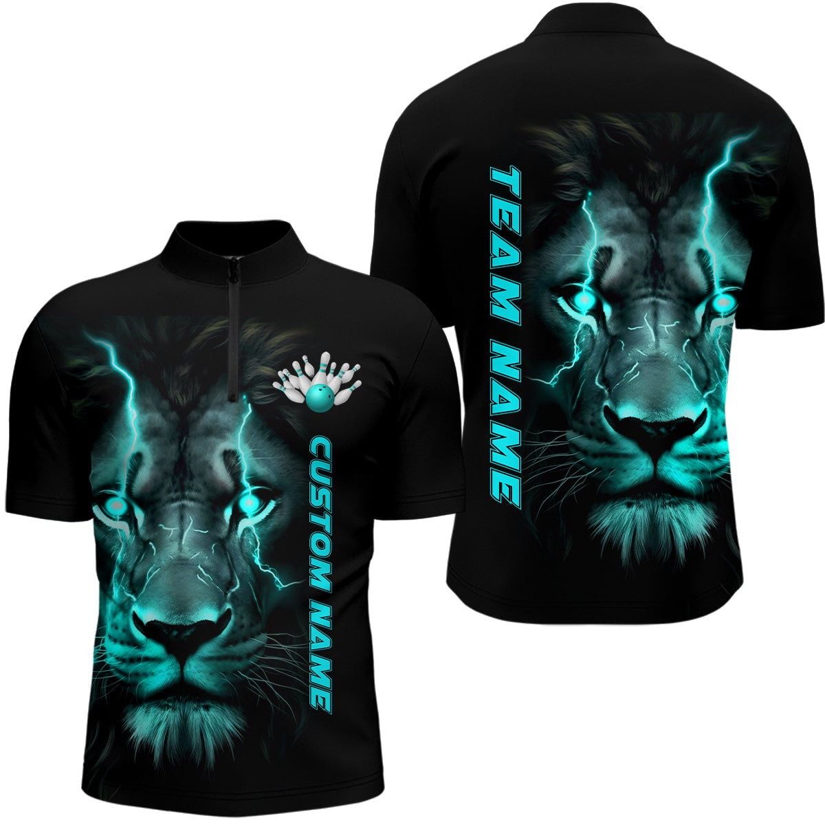 Blue Lion Custom Men Bowling Quarter Zip Shirts Bowling League Shirts