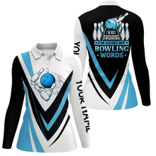 Load image into Gallery viewer, Custom bowling polo shirts for women I'm not swearing, I'm using my bowling words blue bowl shirts NQS6631