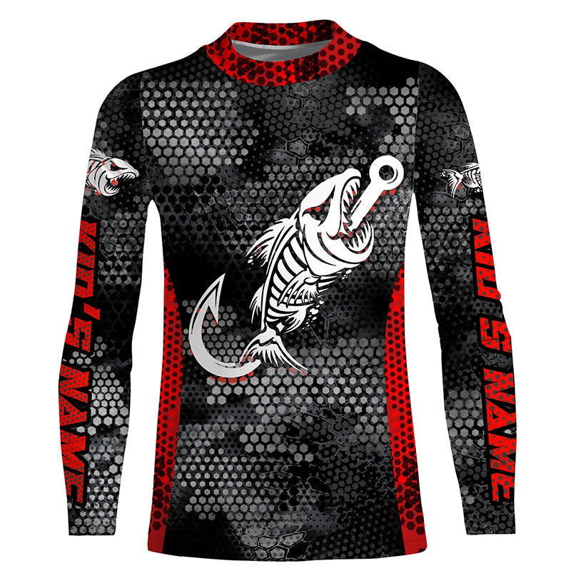 Fish reaper skull fish hook custom name sun protection long sleeve fishing shirts, fishing gifts NQS4329