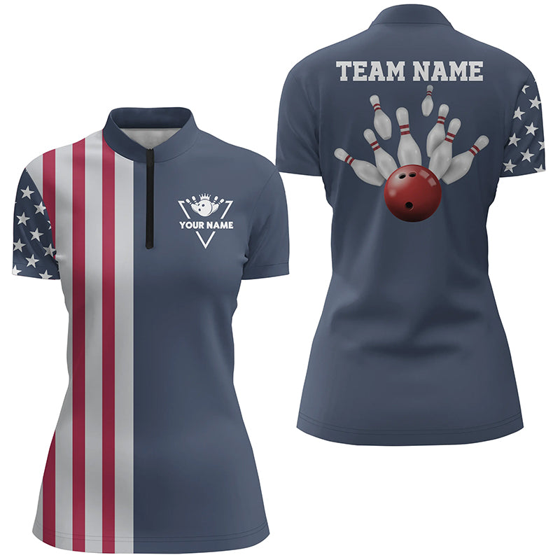 Custom bowling shirt for women – personalized team jersey front view