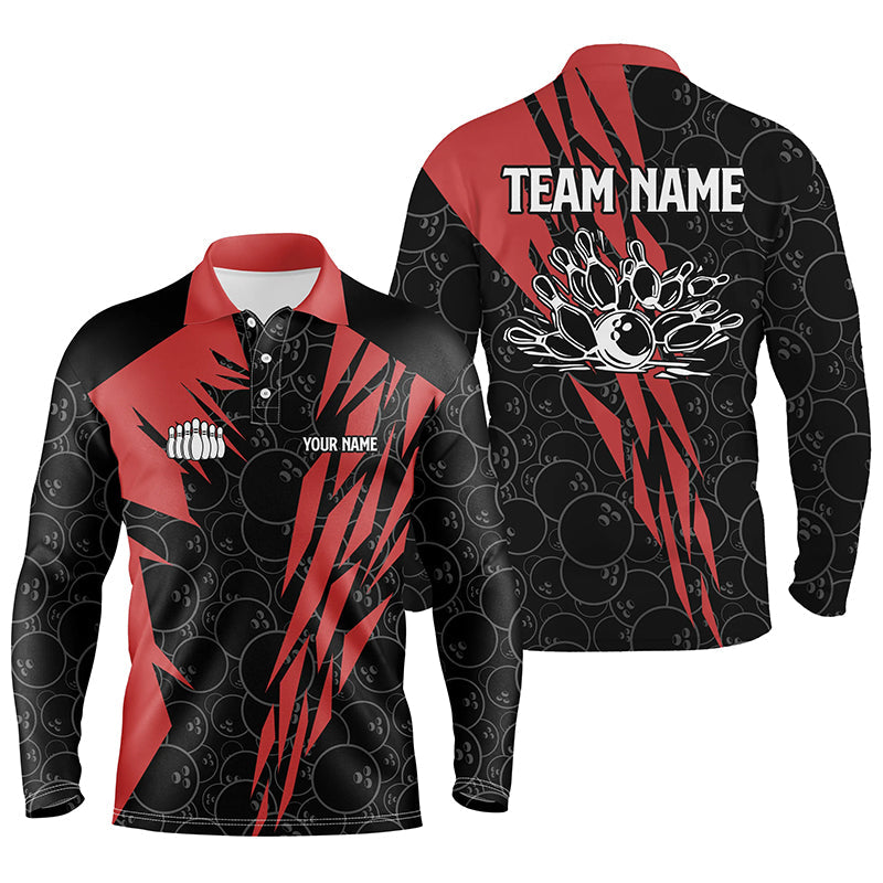 Black bowling camo Mens polo bowling shirt Custom bowling strike team league jerseys | Red NQS6343