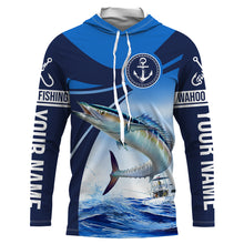 Load image into Gallery viewer, Wahoo fishing blue sea underwater ocean saltwater Custom Name performance long sleeve fishing shirt NQS3745