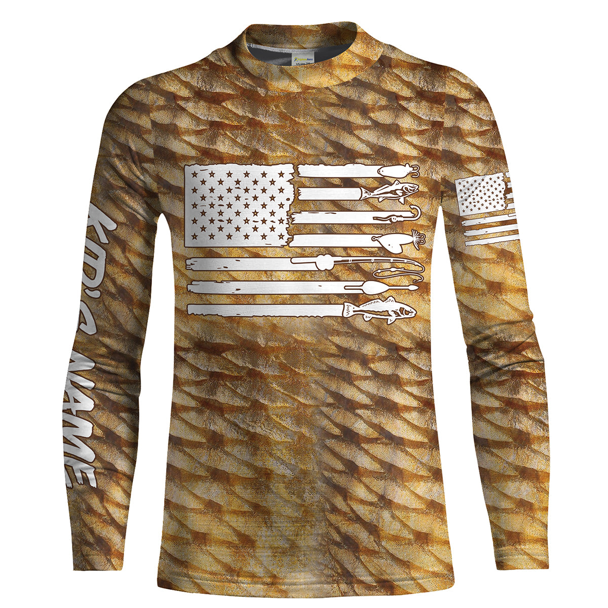 Redfish puppy drum Fishing American flag patriotic Customize Name long sleeves fishing shirts UPF 30+ NQS2220