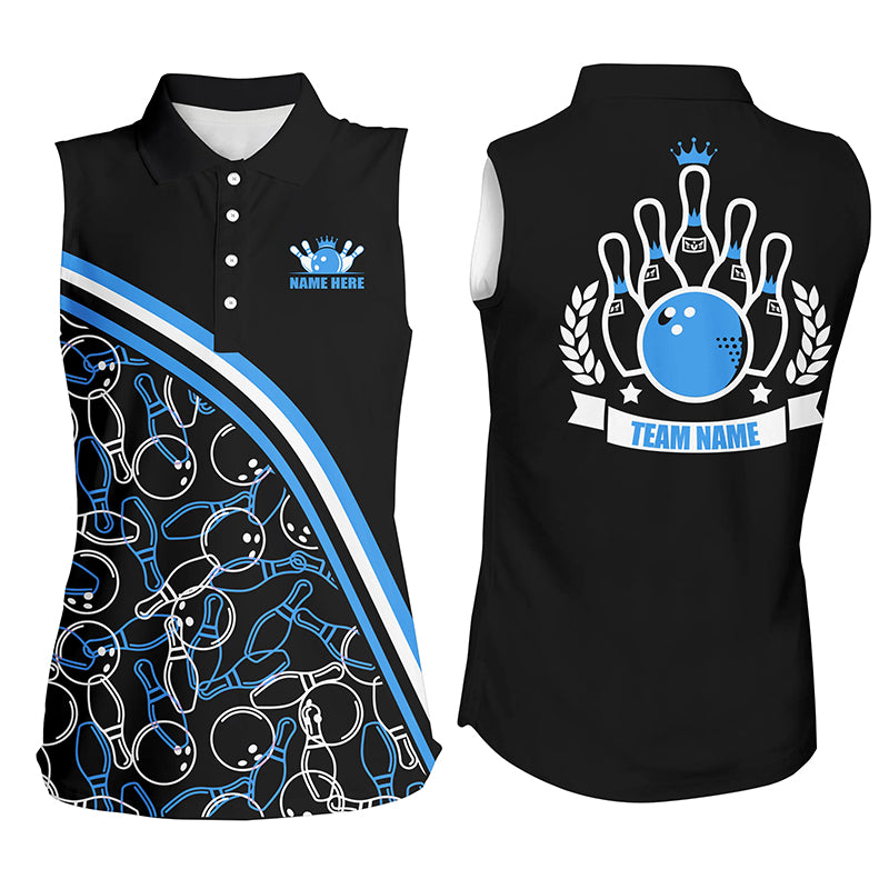 Custom sleeveless bowling shirt for bowling – personalized team jersey front view