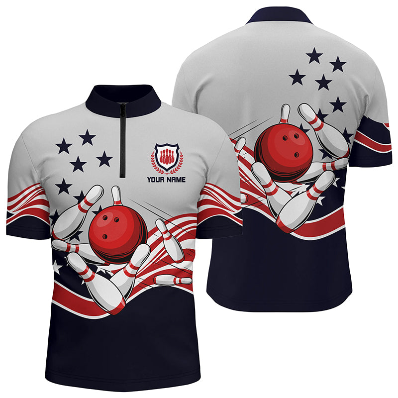 Custom bowling shirt for men – personalized team jersey front view