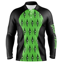 Load image into Gallery viewer, Mens golf polo shirt custom black and green argyle pattern golf clubs, team golf tops for men NQS7312