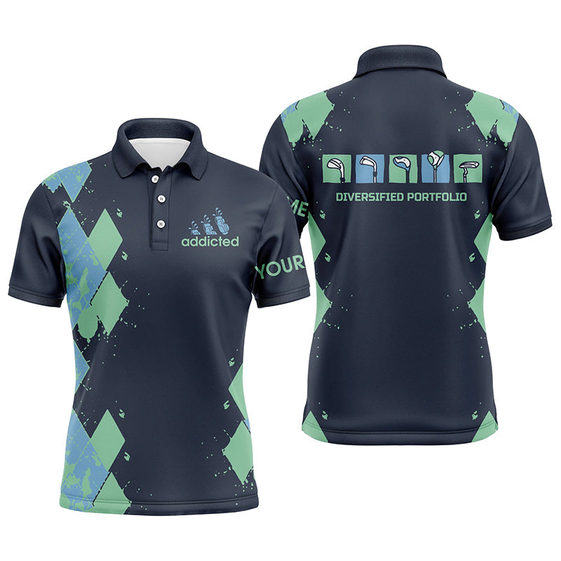 Mens golf polos shirts custom blue argyle plaid golf shirts mens diversified portfolio golf clubs NQS6466