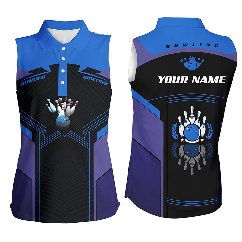 Custom sleeveless bowling shirt for women – personalized team jersey front view