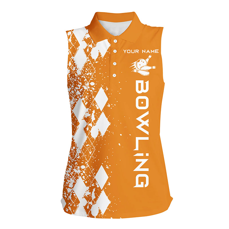 Custom sleeveless bowling shirt for women – personalized team jersey front view