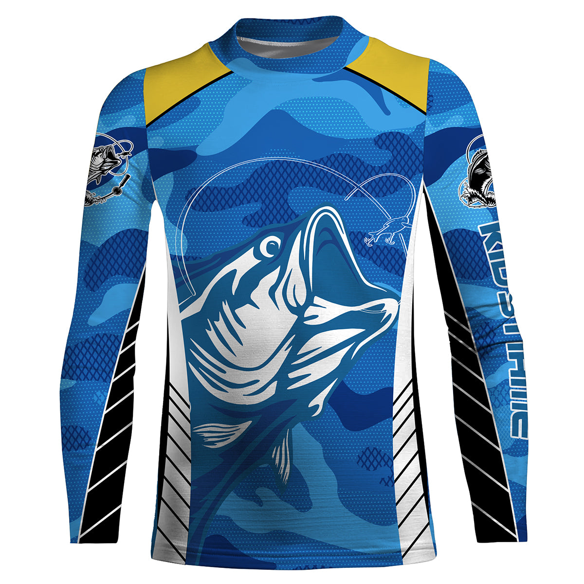 Bass Fishing tattoo blue UV protection customize name long sleeves fishing shirts NQS2328