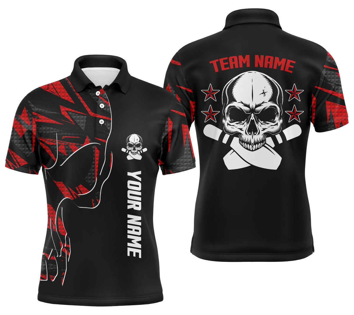 Custom bowling shirt for men – personalized team jersey front view