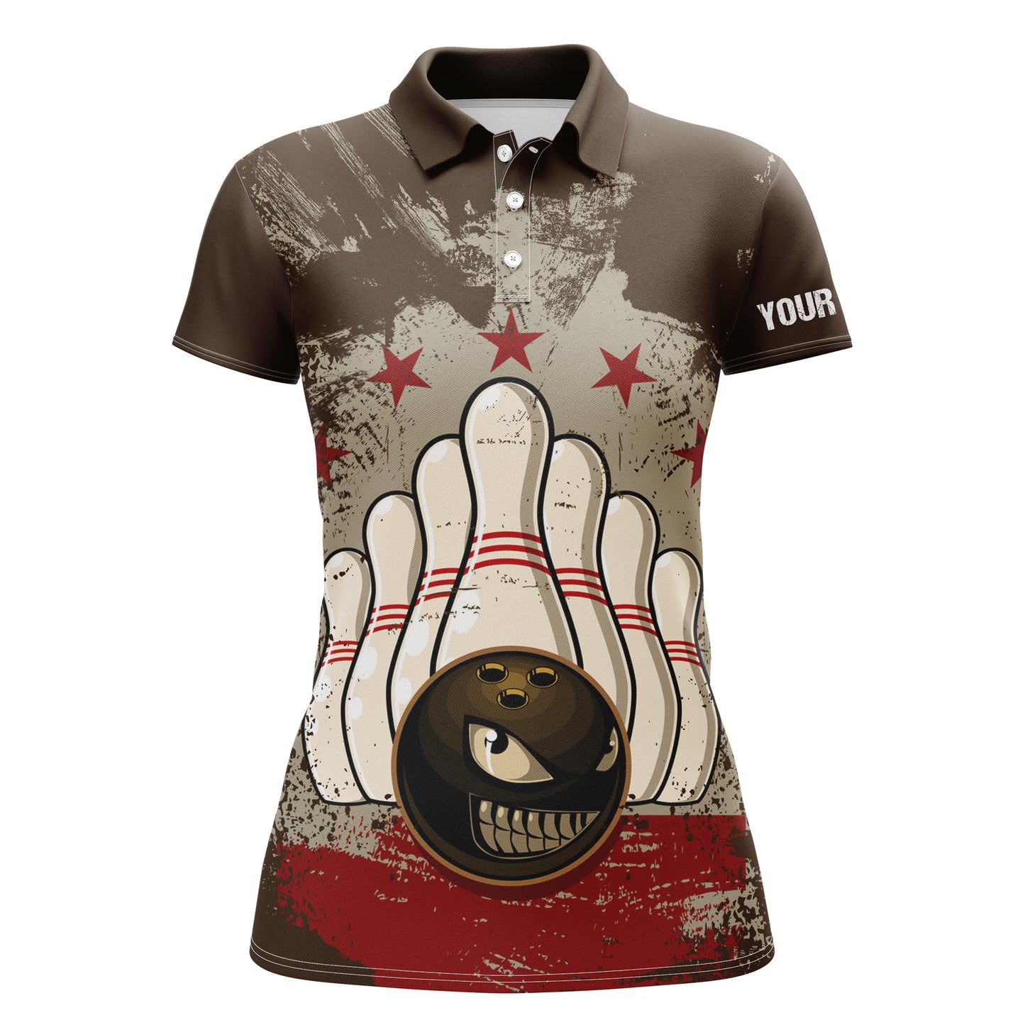 Custom bowling shirt for women – personalized team jersey front view