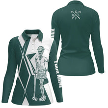 Load image into Gallery viewer, Green and white argyle Women golf polo shirt custom golf skull team golf jerseys ladies golf tops NQS6426