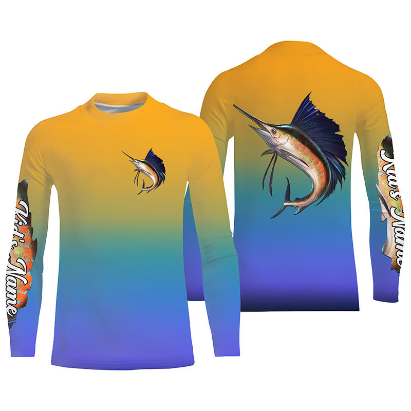 Sailfish fishing Custom Name UV protection UPF 30+ fishing jersey, deep sea fishing tournament shirts NQS3957
