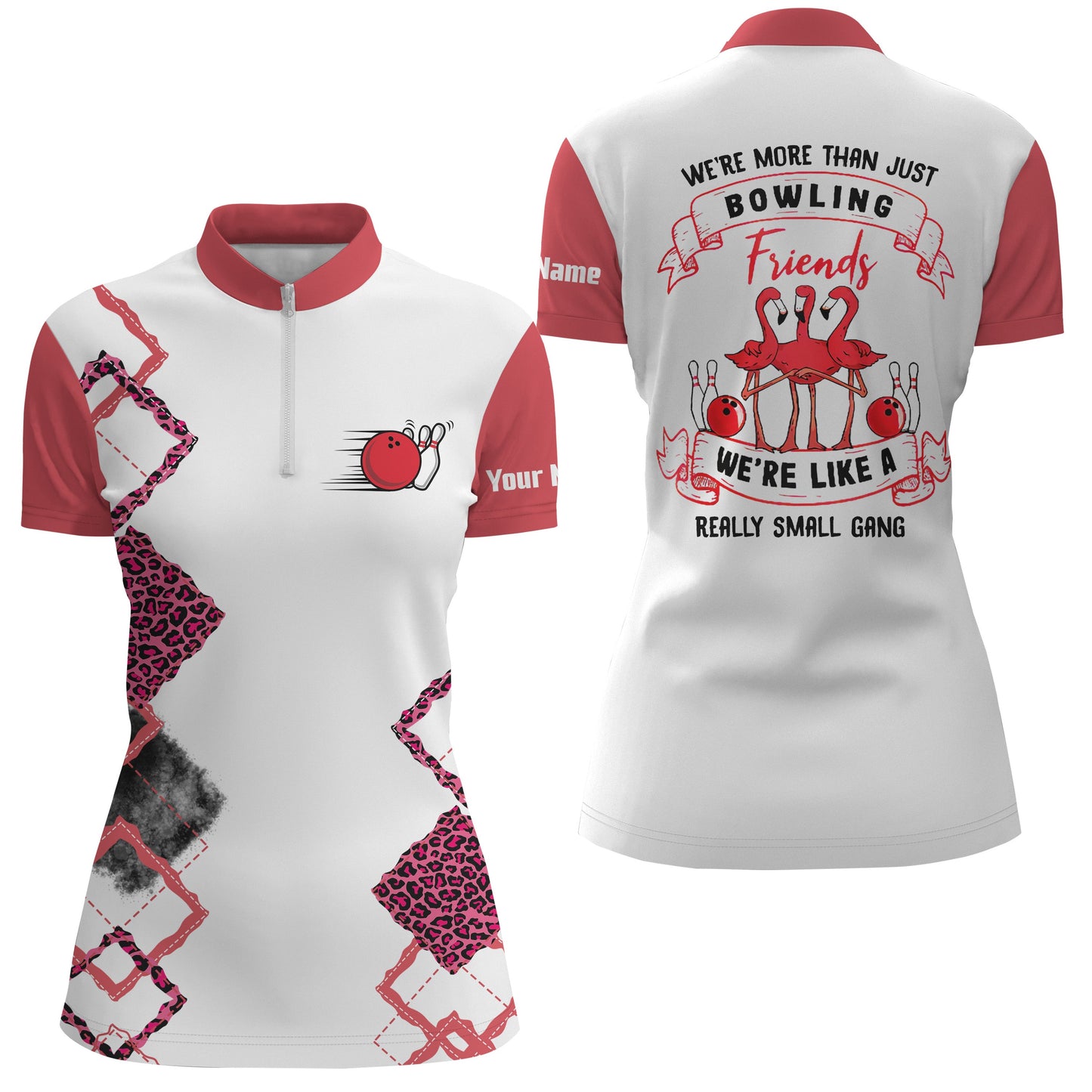 Custom bowling shirt for women – personalized team jersey front view