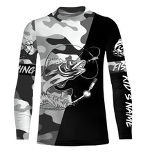 Load image into Gallery viewer, Ice fishing walleye winter camo custom name sun protection long sleeve fishing shirts, walleye jerseys NQS3838
