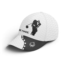Load image into Gallery viewer, Women Golfer hat custom name black & white golf hats Unisex Baseball women golf hats NQS4240