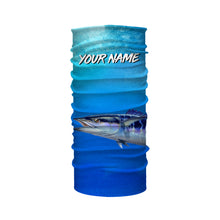 Load image into Gallery viewer, Wahoo fishing scales blue ocean sea wave camo Custom Name sun protection UPF 30+ fishing jersey NQS3413