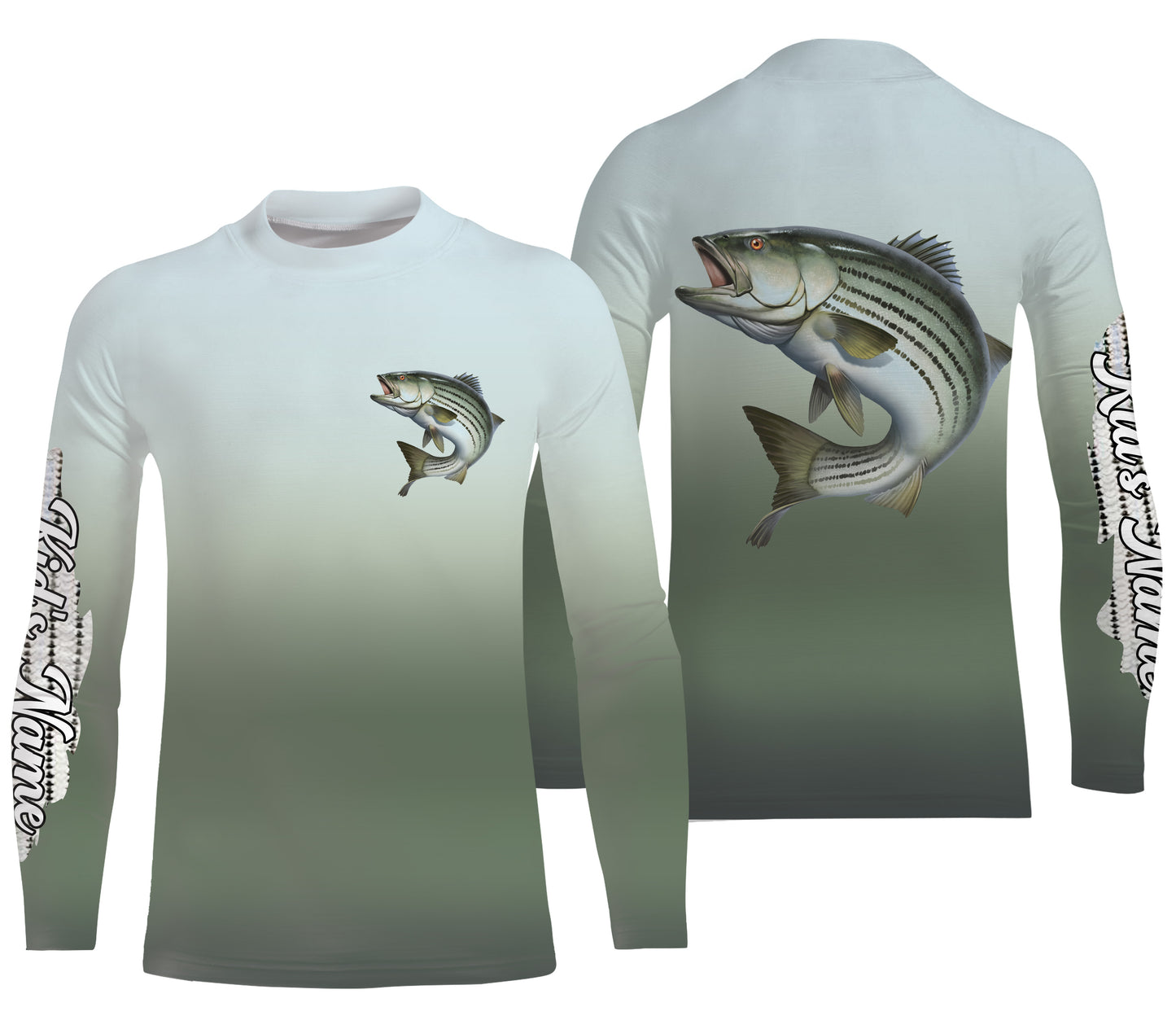 Striped Bass fishing Custom sun protection long sleeve fishing jersey, Striper fishing shirts NQS4050