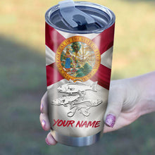 Load image into Gallery viewer, 1PC Inshore Slam Snook, Redfish,Trout fishing Florida State Flag Custom name Stainless Steel Fishing Tumbler Cup Personalized Fishing gift NQS781