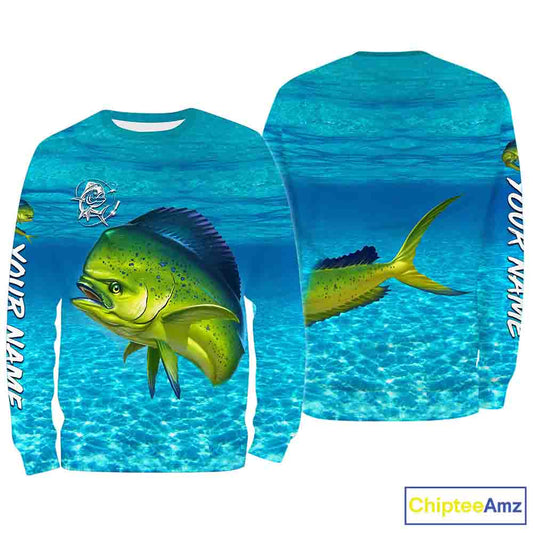 Mahi mahi (Dorado) Fishing Customize Name Fishing Water Camo All Over Printed Shirts Personalized Fishing Gift For Adult And Kid NQS382