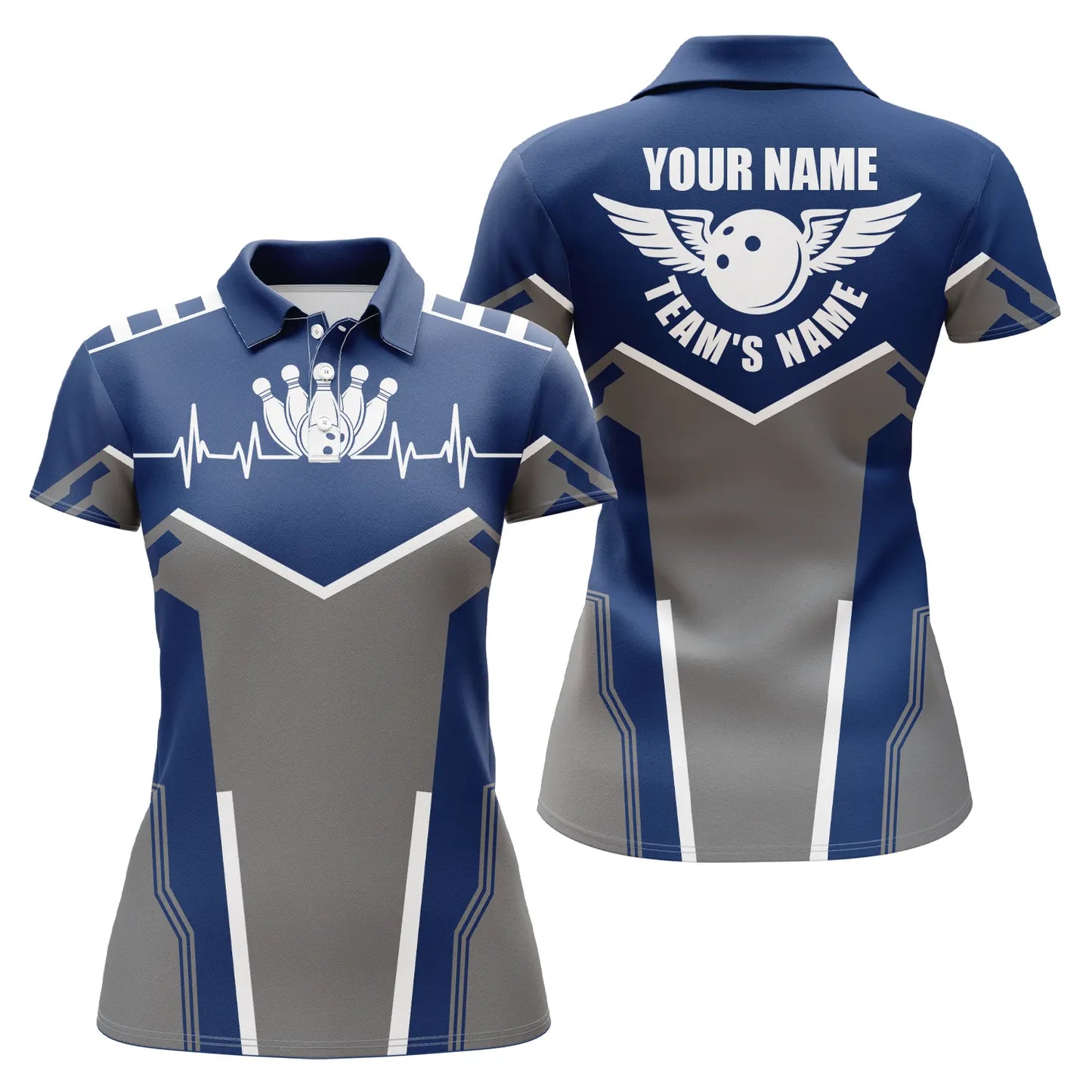 Custom bowling shirt for women – personalized team jersey front view