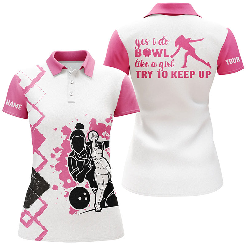 Custom bowling shirt for women – personalized team jersey front view