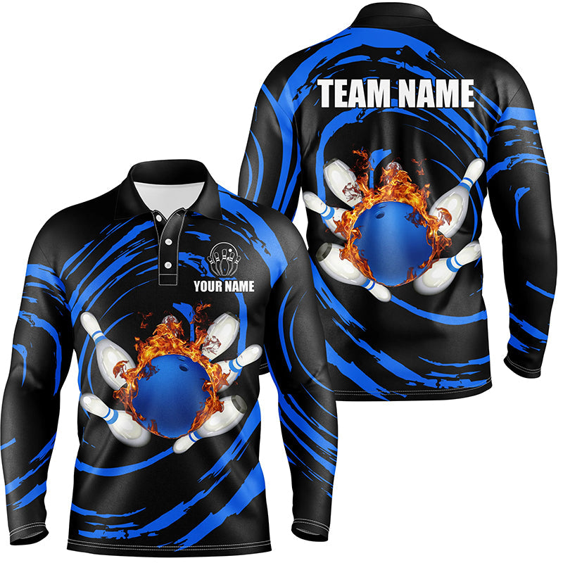 Custom Skull Flame Bowling Polo Shirts BO0091