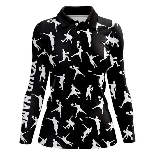 Black Women disc golf polo shirt custom disc golf jerseys, disc team golf shirt for womens NQS6417