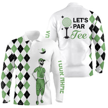 Load image into Gallery viewer, Black and green argyle pattern Mens golf polo shirts custom Let's par tee skull golf gifts for mens NQS6918