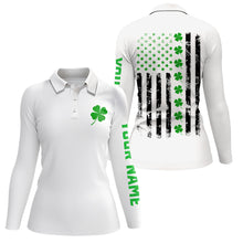 Load image into Gallery viewer, Womens golf polos shirts custom American flag green shamrock st patrick's day patriotic women golf top NQS7041