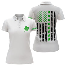 Load image into Gallery viewer, Womens golf polos shirts custom American flag green shamrock st patrick's day patriotic women golf top NQS7041