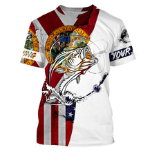 Load image into Gallery viewer, Florida and American flag Bass Fishing Men's Performance Fishing Shirts, Personalized gifts FSD3244