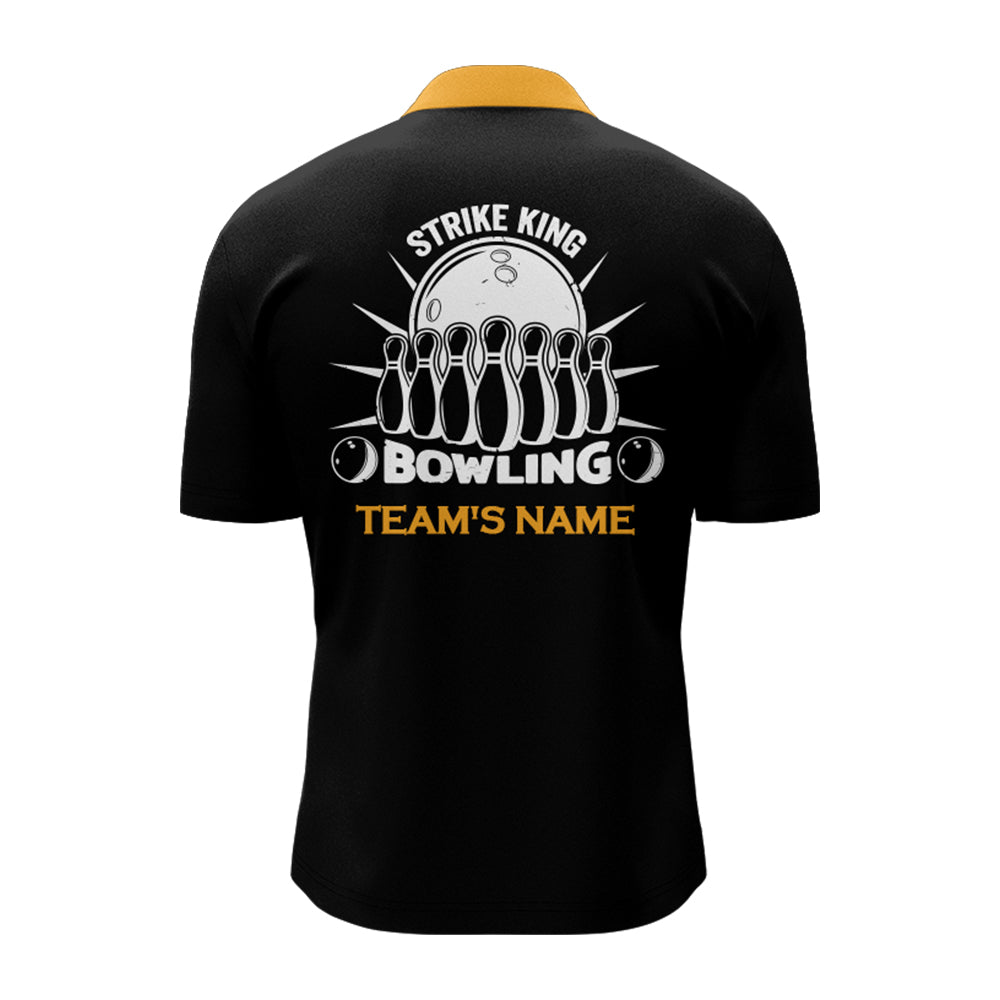 Custom Bowling Shirt for Men, Vintage Yellow&Black Bowling Quarter-Zip Jersey for Team Bowling King NBZ166