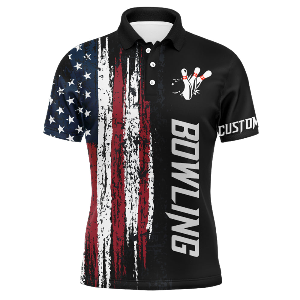 American Flag Bowling Shirt for Men Custom Bowling Jersey for Team Pat