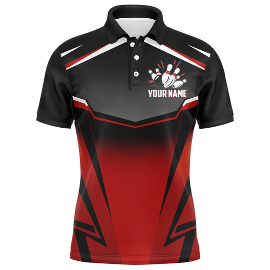 Custom Bowling Shirt for Men, Kingpins Red Polo Bowling Shirt with Name, Men Bowlers Jersey League NBP180