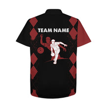 Load image into Gallery viewer, Custom Hawaiian Bowling Shirt Personalized Name Red&Black Bowler Team Jersey for Bowling Lovers NBH22