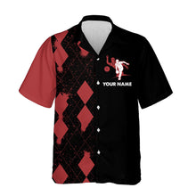 Load image into Gallery viewer, Custom Hawaiian Bowling Shirt Personalized Name Red&Black Bowler Team Jersey for Bowling Lovers NBH22