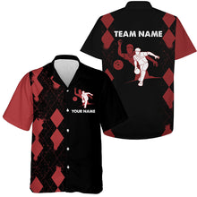 Load image into Gallery viewer, Custom Hawaiian Bowling Shirt Personalized Name Red&Black Bowler Team Jersey for Bowling Lovers NBH22