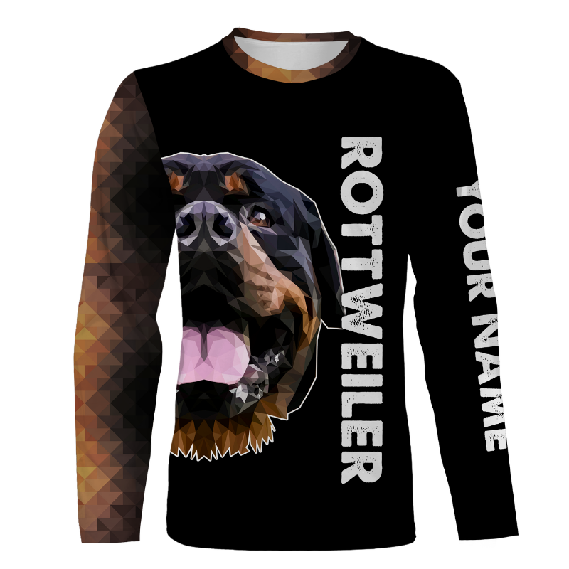 Love Rottweiler Personalized Hoodie Long Sleeve| Custom Rottweiler Shirt for Rottweiler Lover Dog Dad Dog Mom| JTSD265