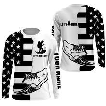 Load image into Gallery viewer, Let’s Hike American Black Flag Personalized Shirts UPF 30+ Patriotic Hiking Long Sleeve Hiker Shirt for Men SP9