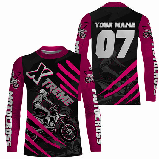 Extreme Motocross Jersey Men Kid UPF30+ Custom Pink Dirt Bike Shirt Women MX Off-Road Racing Jersey PDT581