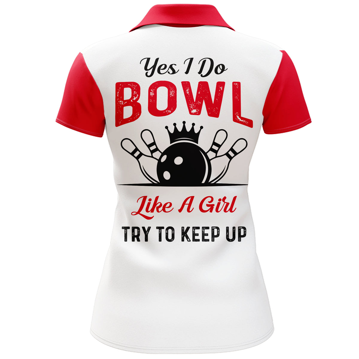 Funny Bowling Polo Shirt Men Personalized Red&White Bowling Shirt Short  Sleeve Bowling Jersey BDT14