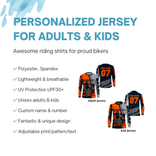 Load image into Gallery viewer, Custom orange motocross jersey UV protective kid&adult dirt bike MX racing off-road long sleeve| NMS901