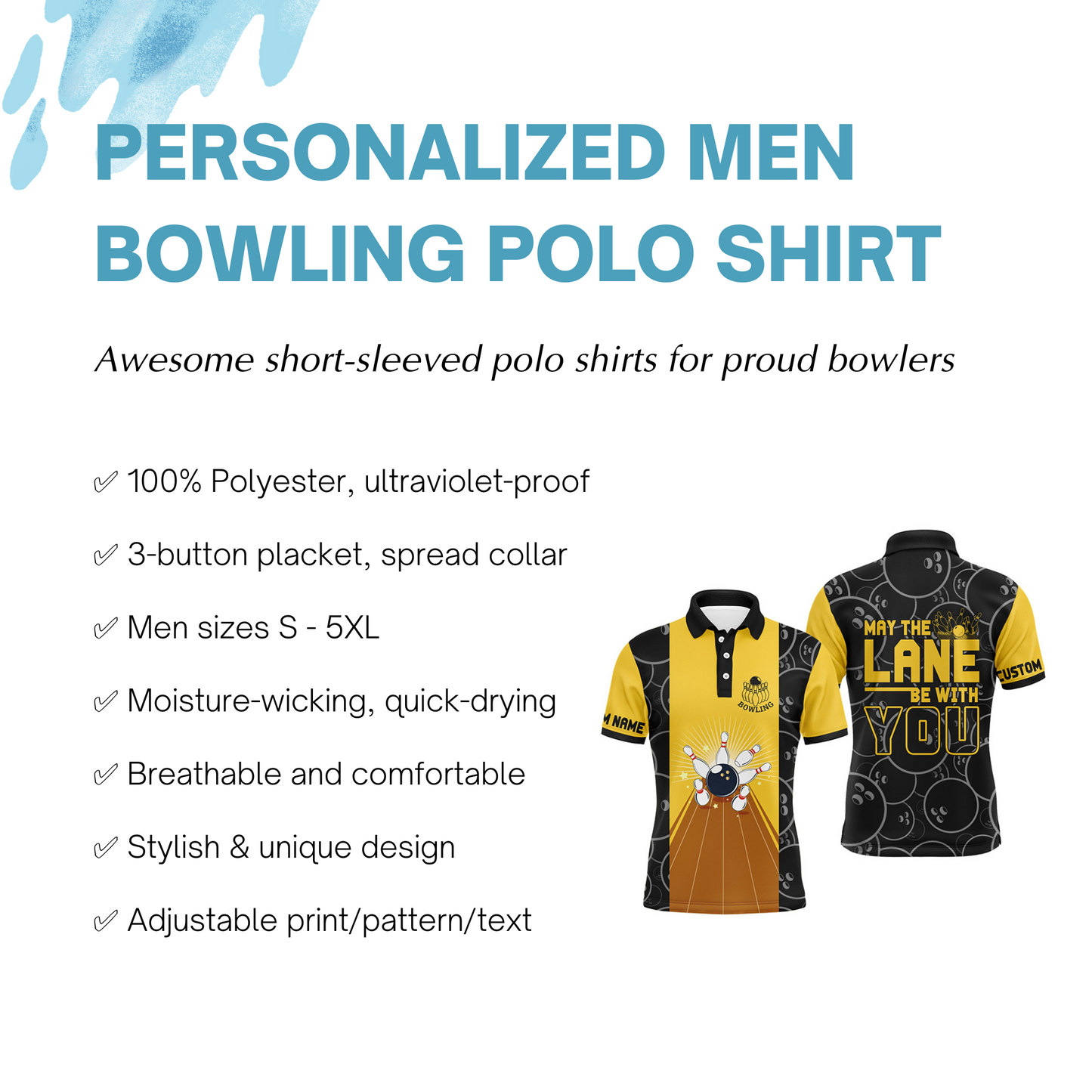 Personalized Men Polo Bowling Shirt, May The Lane Be with You Short Sleeves Bowlers Jersey NBP37
