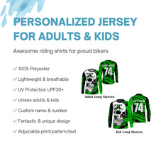 Load image into Gallery viewer, Skull MotoX Jersey Custom Motocross UPF30+ Green Dirt Bike Racing Motorcycle Bikers Racewear NMS1264