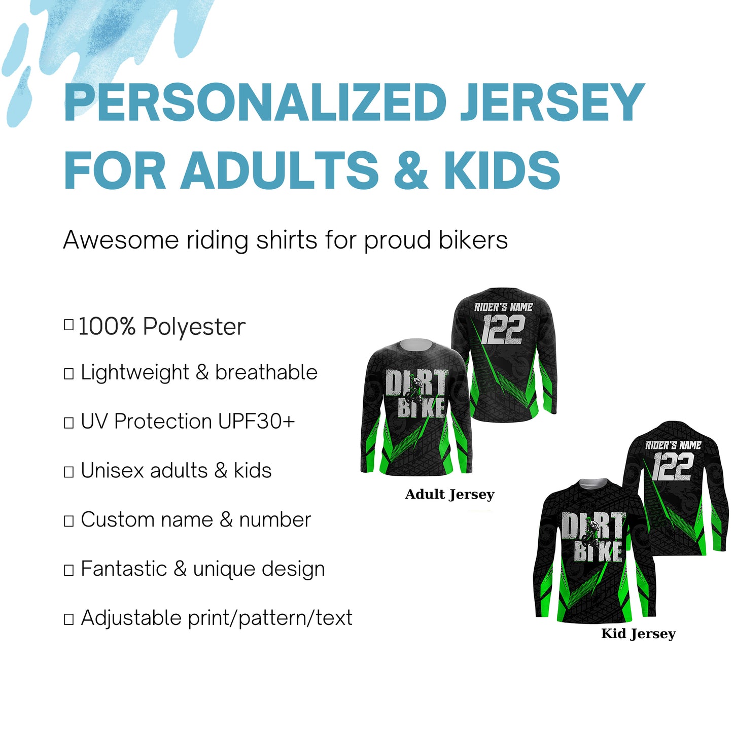 Dirt Bike Personalized Motocross Jersey UPF30+ MX Racing Motorcycle Off-road Long Sleeves NMS1261