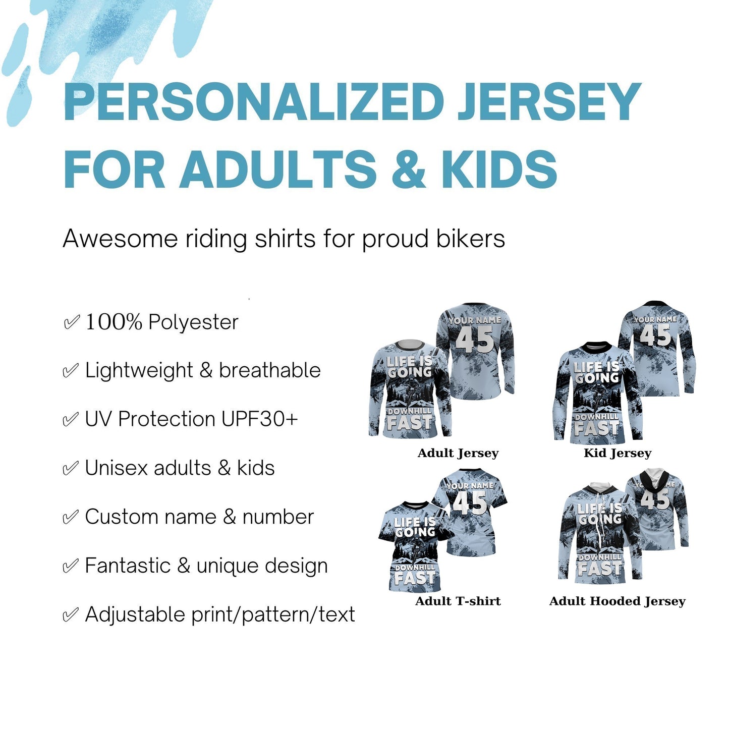 Personalized kids MTB downhill jersey UPF30+ Mountain bike shirt boys girls mens cycling clothes| SLC231